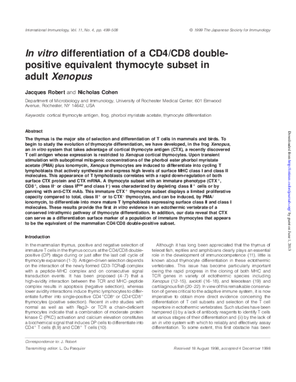 (PDF) In vitro differentiation of a CD4/CD8 double-positive equivalent ...