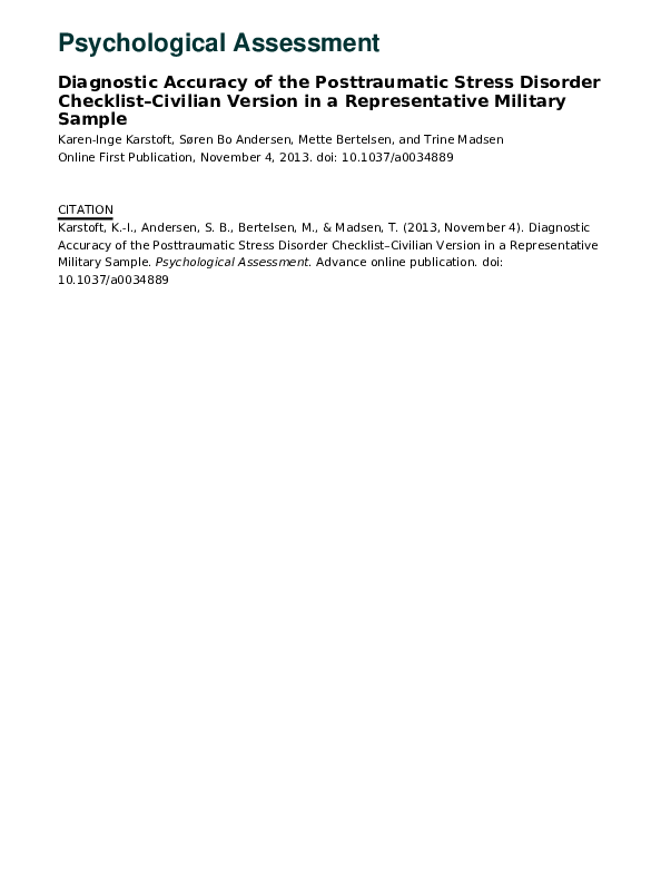 (PDF) Diagnostic accuracy of the Posttraumatic Stress Disorder ...
