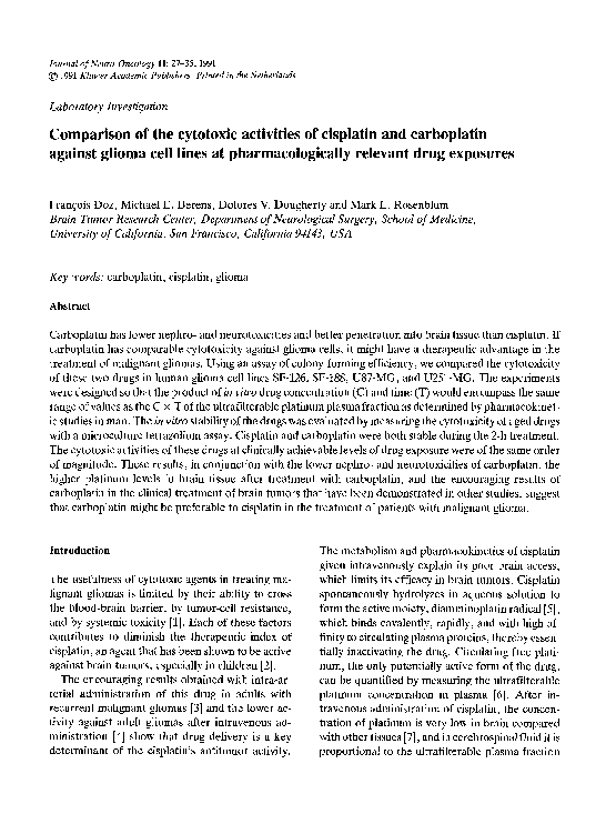 (PDF) Comparison of the cytotoxic activities of cisplatin and ...
