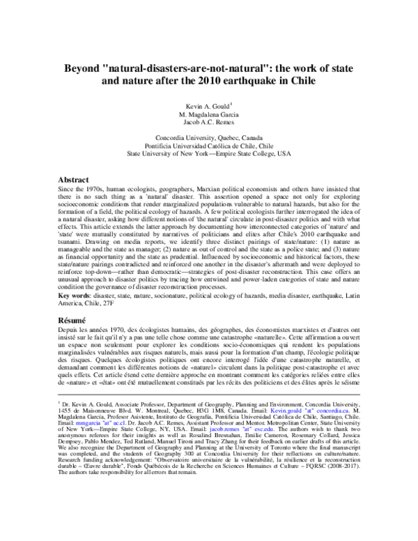 (PDF) Kevin A. Gould, M. Magdalena Garcia and Jacob A.C. Remes. 2016 ...