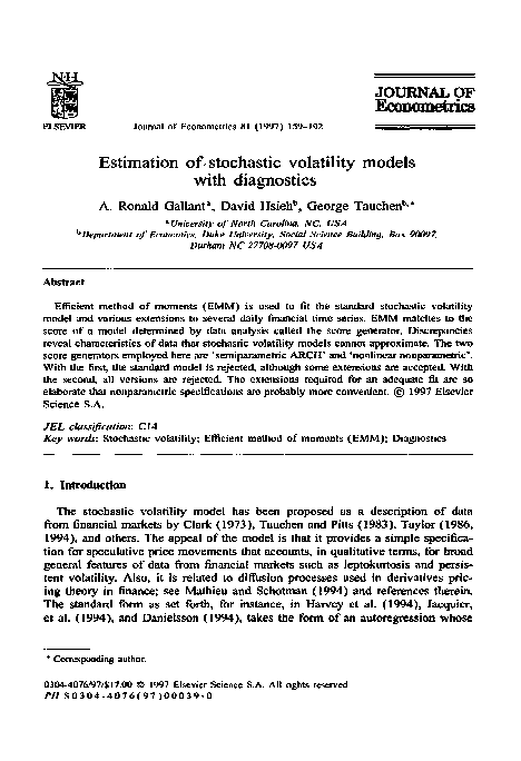 (PDF) Estimation of stochastic volatility models with diagnostics