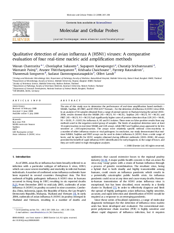 (PDF) Qualitative detection of avian influenza A (H5N1) viruses: A ...
