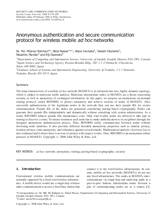 (PDF) Anonymous authentication and secure communication protocol for ...