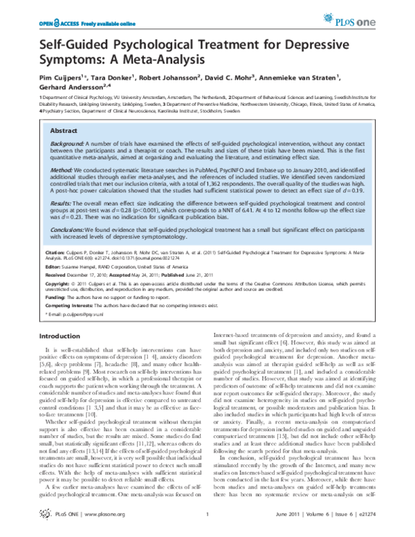 (PDF) Self-Guided Psychological Treatment for Depressive Symptoms: A ...