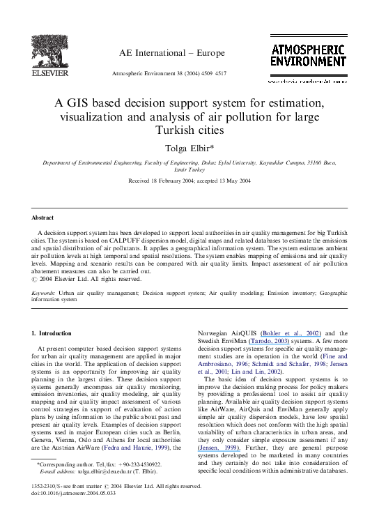 (PDF) A GIS based decision support system for estimation, visualization ...
