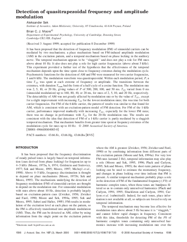 (PDF) Detection of quasitrapezoidal frequency and amplitude modulation