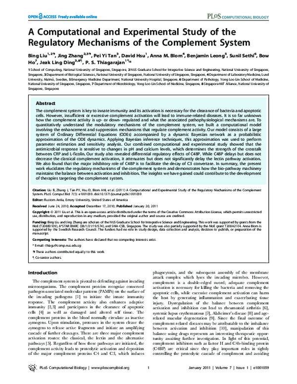 (PDF) A Computational and Experimental Study of the Regulatory ...