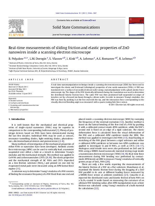 (PDF) Real-time measurements of sliding friction and elastic properties ...