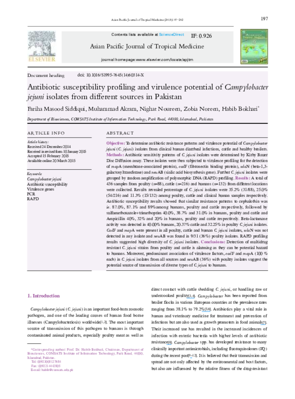 (PDF) Antibiotic susceptibility profiling and virulence potential of ...