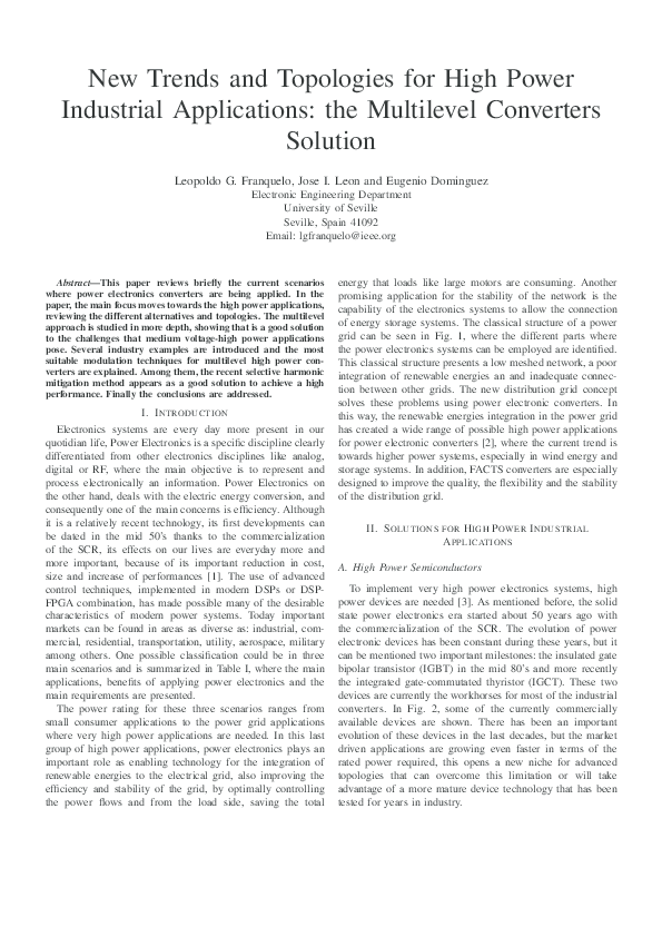 (PDF) New trends and topologies for high power industrial applications