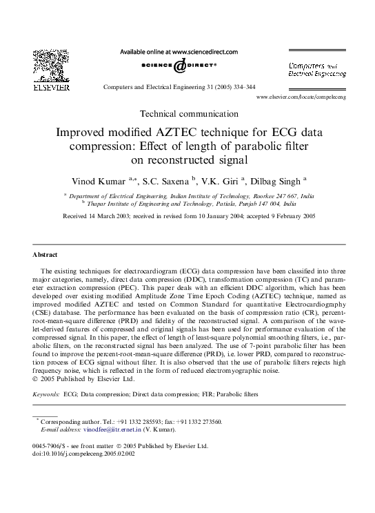 (PDF) Improved modified AZTEC technique for ECG data compression ...