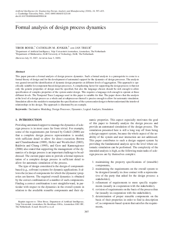 (PDF) Analysis of design process dynamics