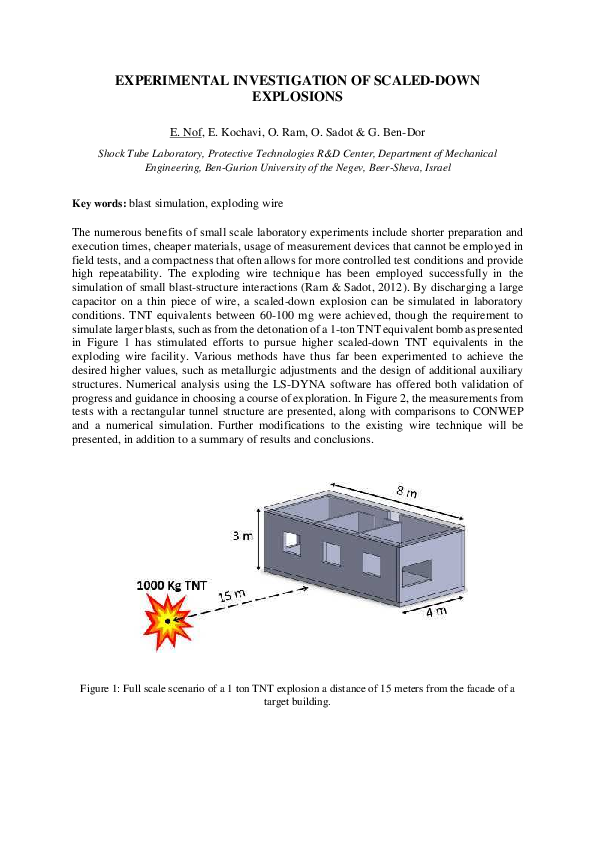 (PDF) Experimental investigation of scaled-down explosions
