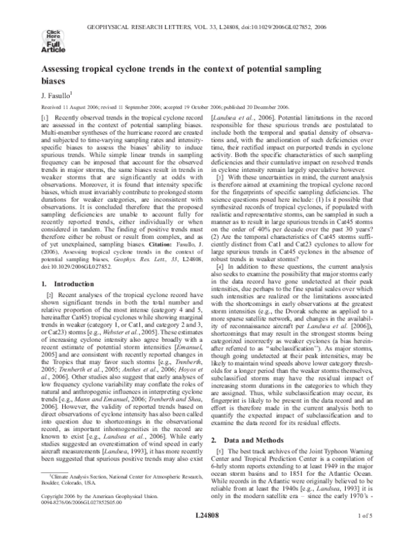 (PDF) Assessing tropical cyclone trends in the context of potential ...