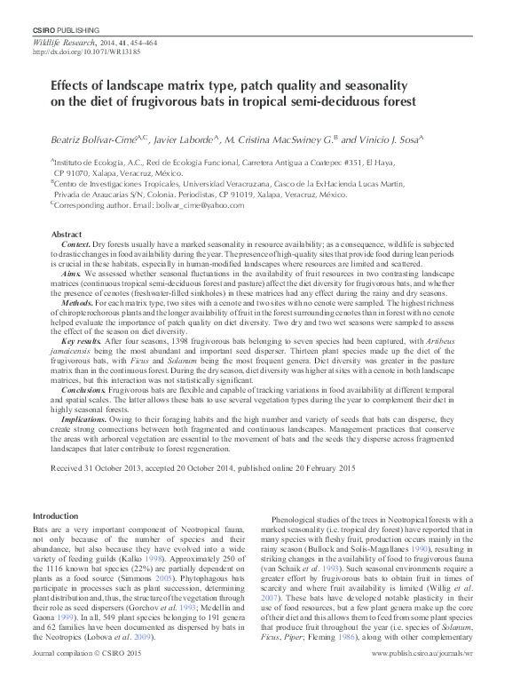 (PDF) Effects of landscape matrix type, patch quality and seasonality ...