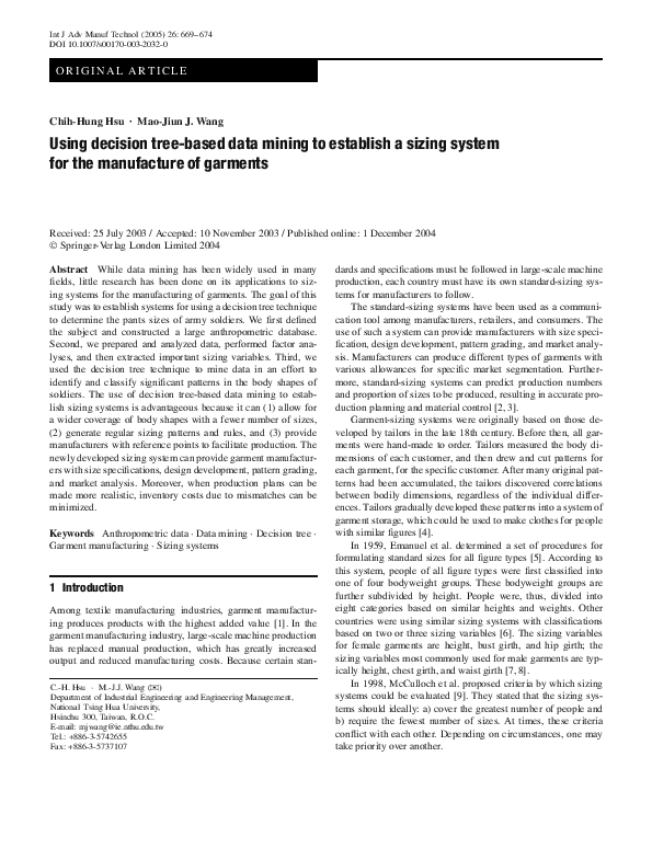 (PDF) Using decision tree-based data mining to establish a sizing ...