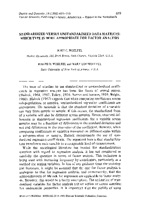 (PDF) Standardized versus unstandardized data matrices: Which type is ...