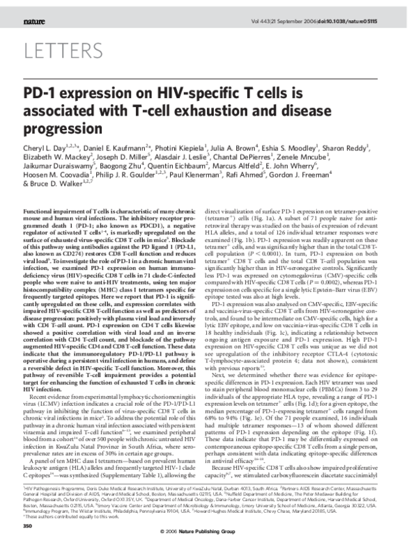 (PDF) PD-1 expression on HIV-specific T cells is associated with T-cell ...
