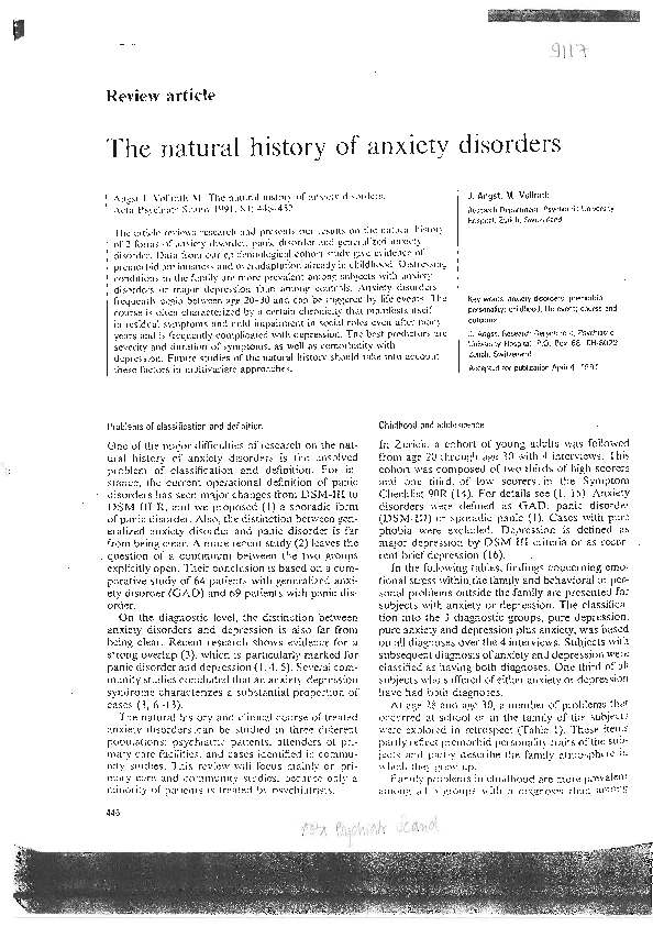 (PDF) The natural history of anxiety disorders