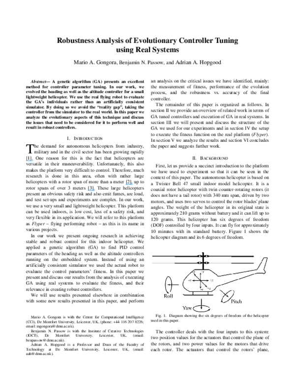 (PDF) Robustness analysis of evolutionary controller tuning using real ...