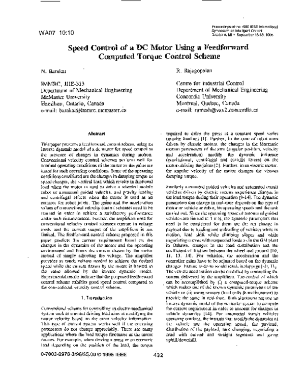 (PDF) Speed Control of a DC motor