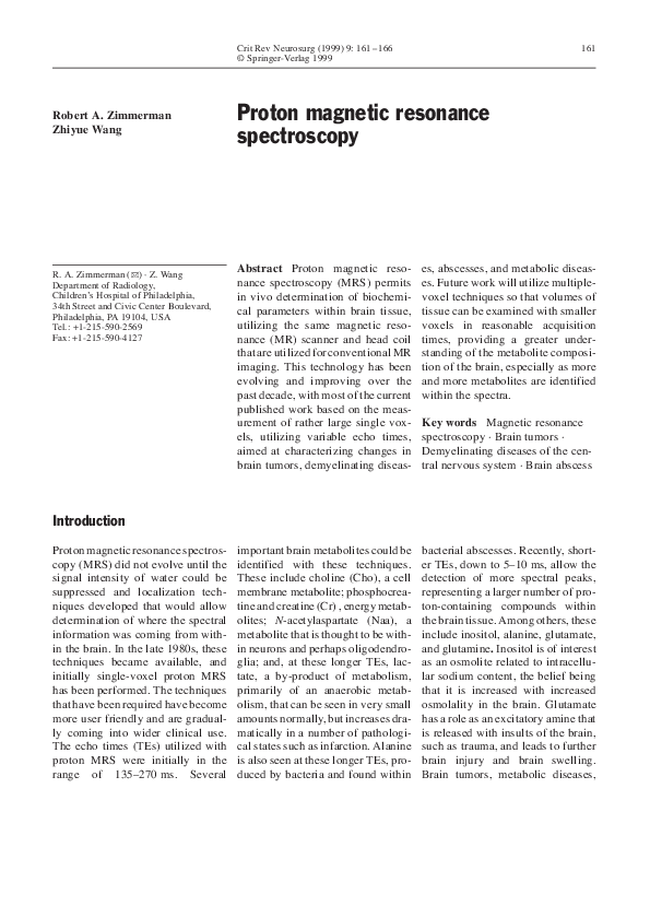 (PDF) Proton Resonance Spectroscopy blank blank Academia.edu