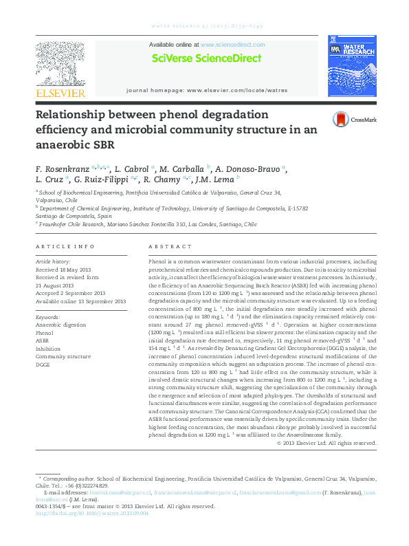 (PDF) Relationship between phenol degradation efficiency and microbial