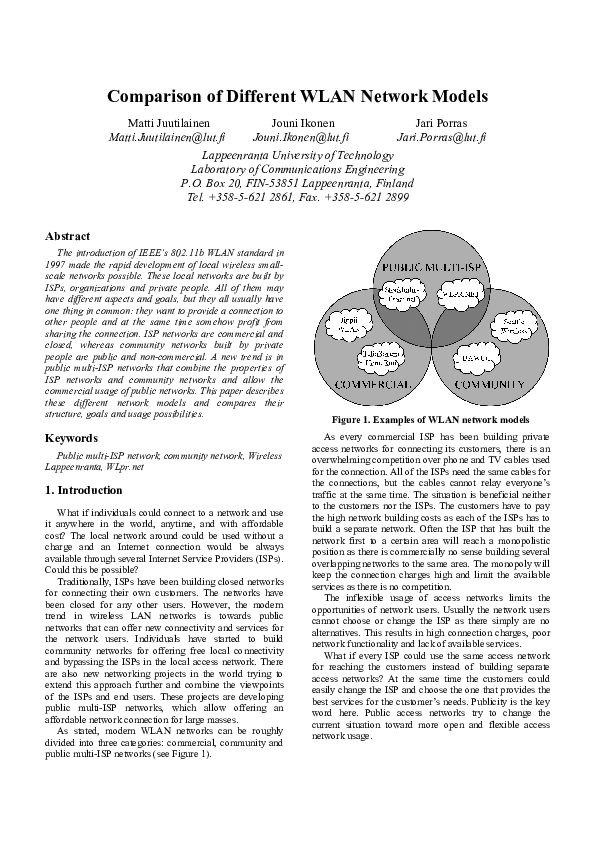 (PDF) Comparison of different WLAN network models