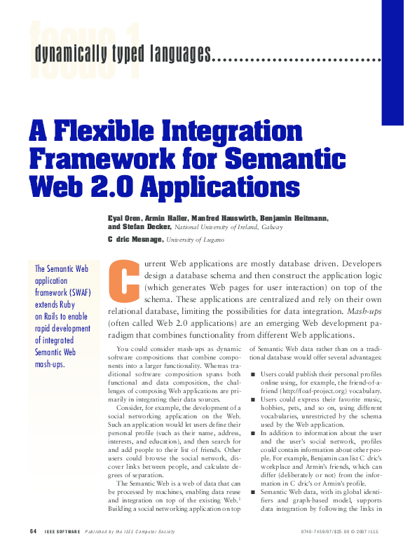 (PDF) A Flexible Integration Framework for Semantic Web 2.0 Applications