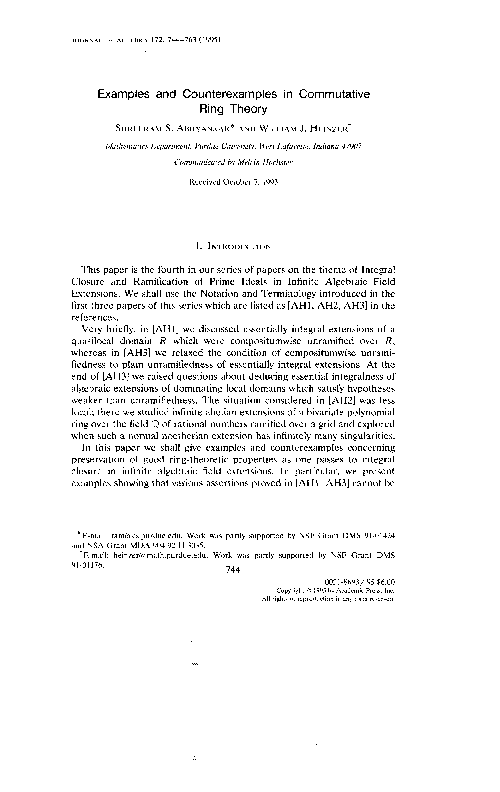 (PDF) Examples and Counterexamples in Commutative Ring Theory