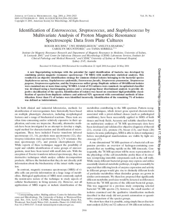 (PDF) Identification of Enterococcus, Streptococcus, and Staphylococcus ...