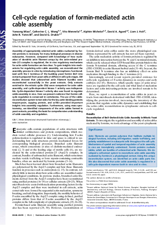 (PDF) Cell-cycle regulation of formin-mediated actin cable assembly