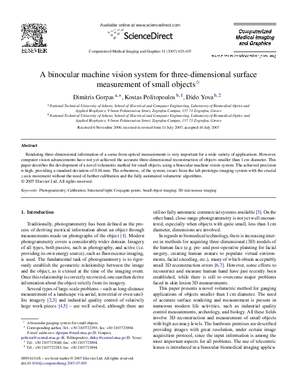 (PDF) A binocular machine vision system for three-dimensional surface ...