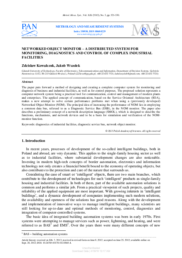 (PDF) Networked object monitor – a distributed system for monitoring ...