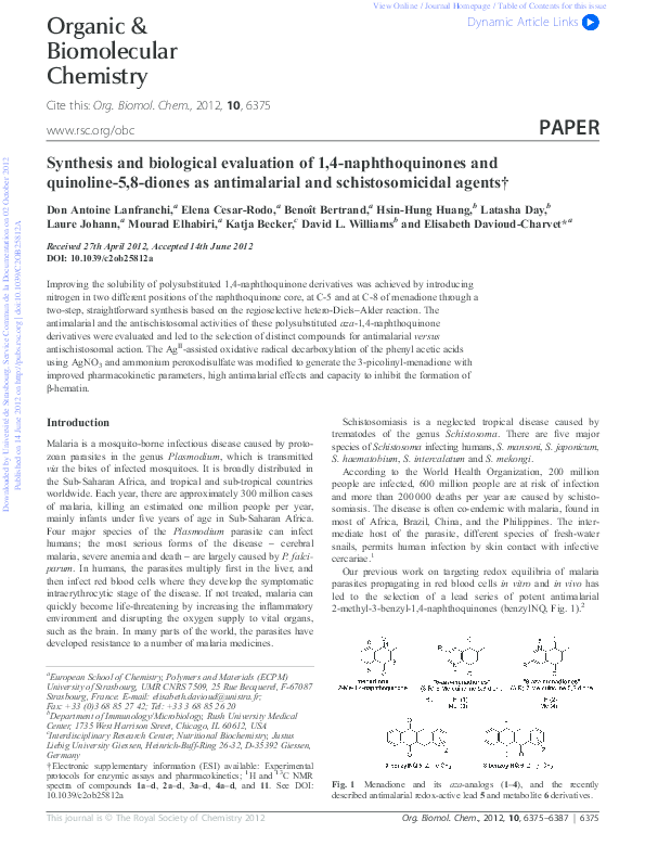 (PDF) Synthesis and biological evaluation of 1,4-naphthoquinones and ...