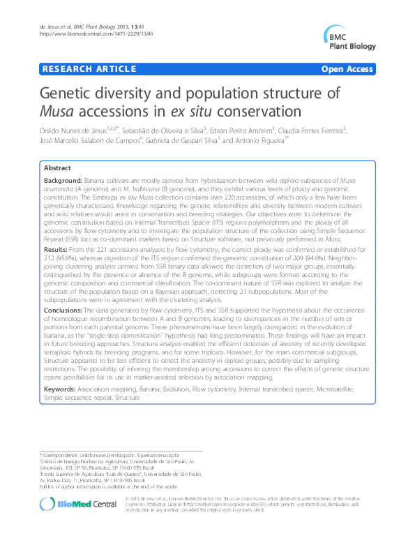 (PDF) Genetic diversity and population structure of Musa accessions in ...