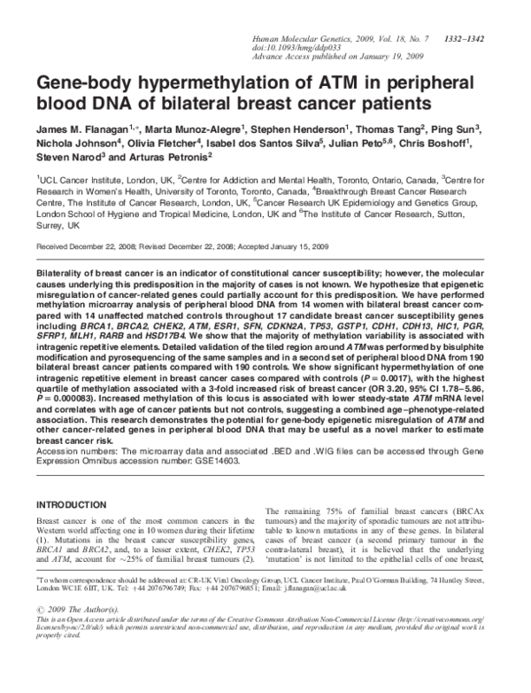 (PDF) Gene-body hypermethylation of ATM in peripheral blood DNA of ...
