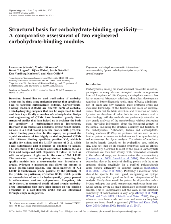 (PDF) Structural basis for carbohydrate-binding specificity--A ...