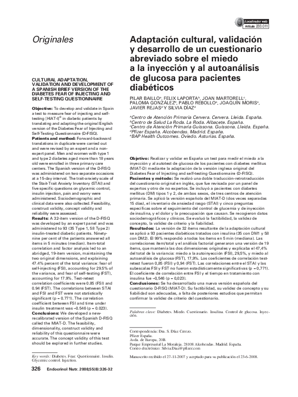 (PDF) Cultural adaptation, validation and development of a Spanish ...