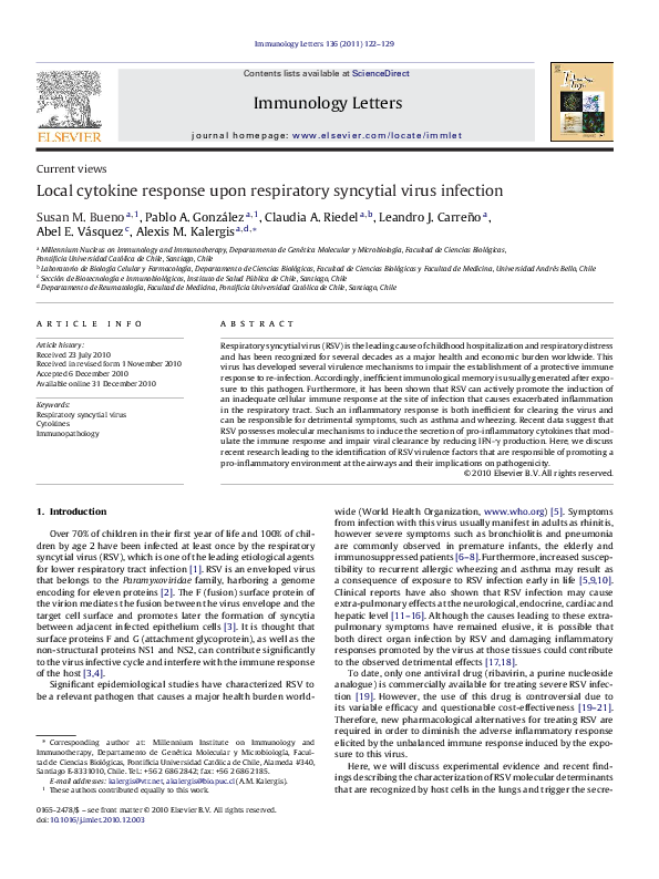 (PDF) Local cytokine response upon respiratory syncytial virus infection