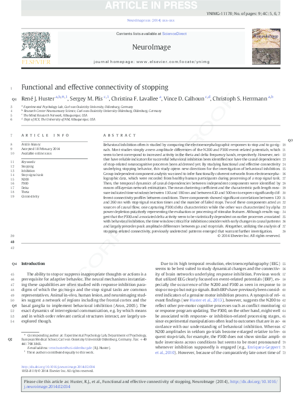 (PDF) Functional and effective connectivity of stopping
