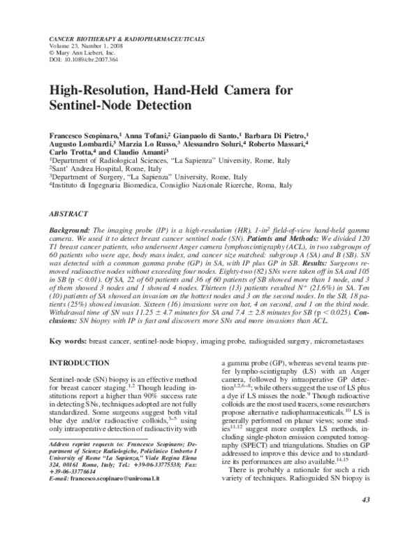 (PDF) High-Resolution, Hand-Held Camera for Sentinel-Node Detection