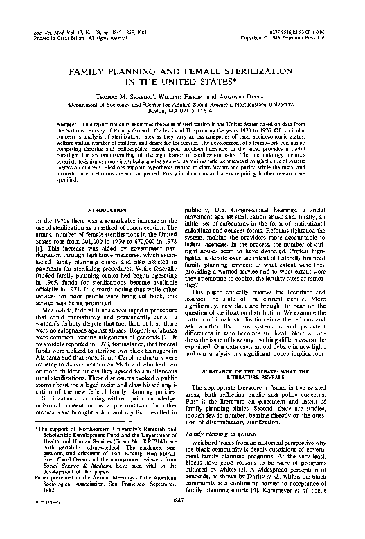 (PDF) Family planning and female sterilization in the United States
