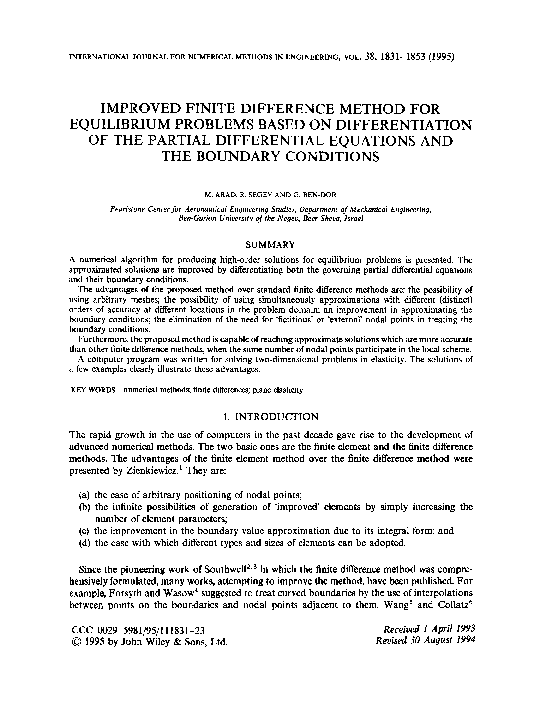 (PDF) Improved finite difference method for equilibrium problems based ...