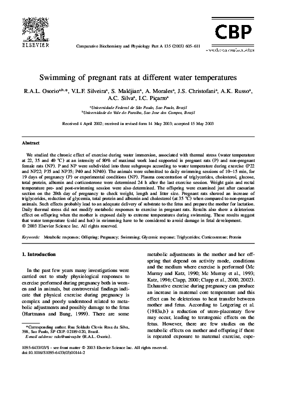 (PDF) Swimming of pregnant rats at different water temperatures Vera Silveira Academia.edu