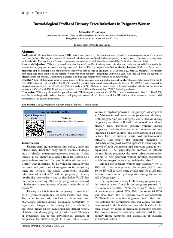 (PDF) Bacteriological Profile of Urinary Tract Infections in Pregnant Women