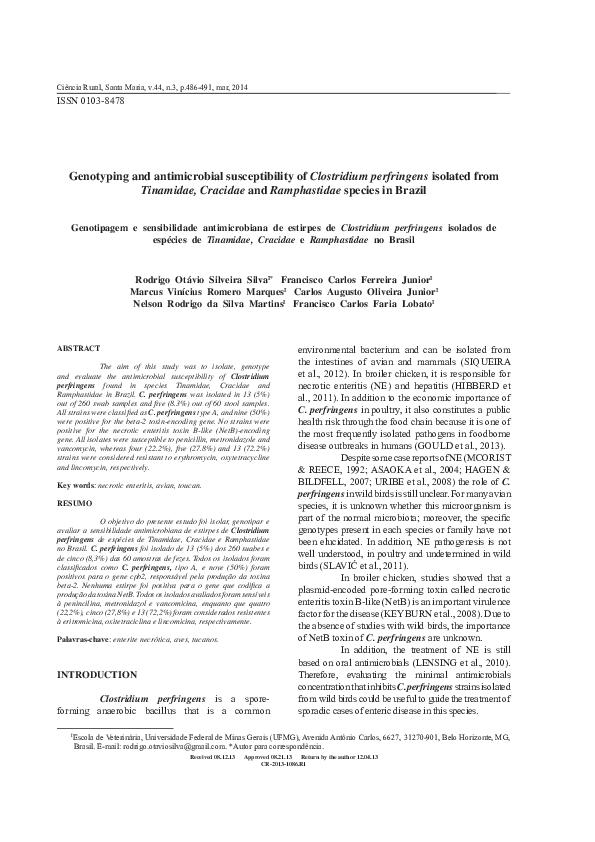 (PDF) Genotyping and antimicrobial susceptibility of Clostridium ...