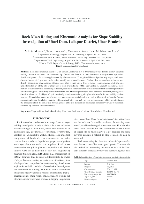 (PDF) Rock Mass Rating and Kinematic Analysis for Slope Stability ...