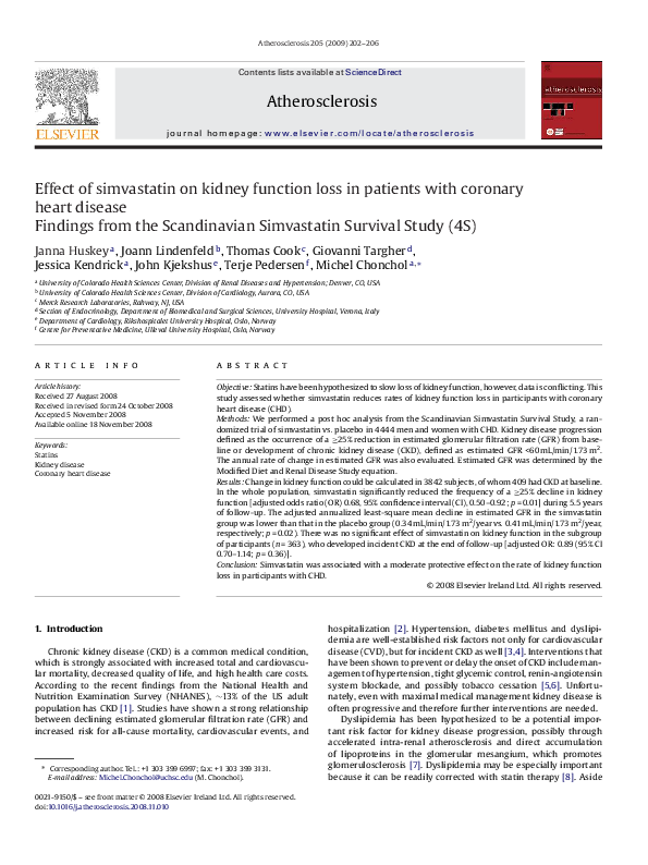 (PDF) Effect of simvastatin on kidney function loss in patients with ...