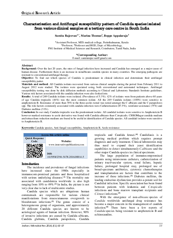 (PDF) Characterisation and Antifungal susceptibility pattern of Candida ...